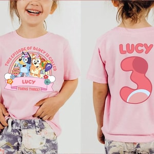 Personalized Birthday Girl Shirt with Blue Dog Blue Dog Birthday Girl Shirt Birthday Girl Outfit Custom Birthday Party Shirt Custom Birthday