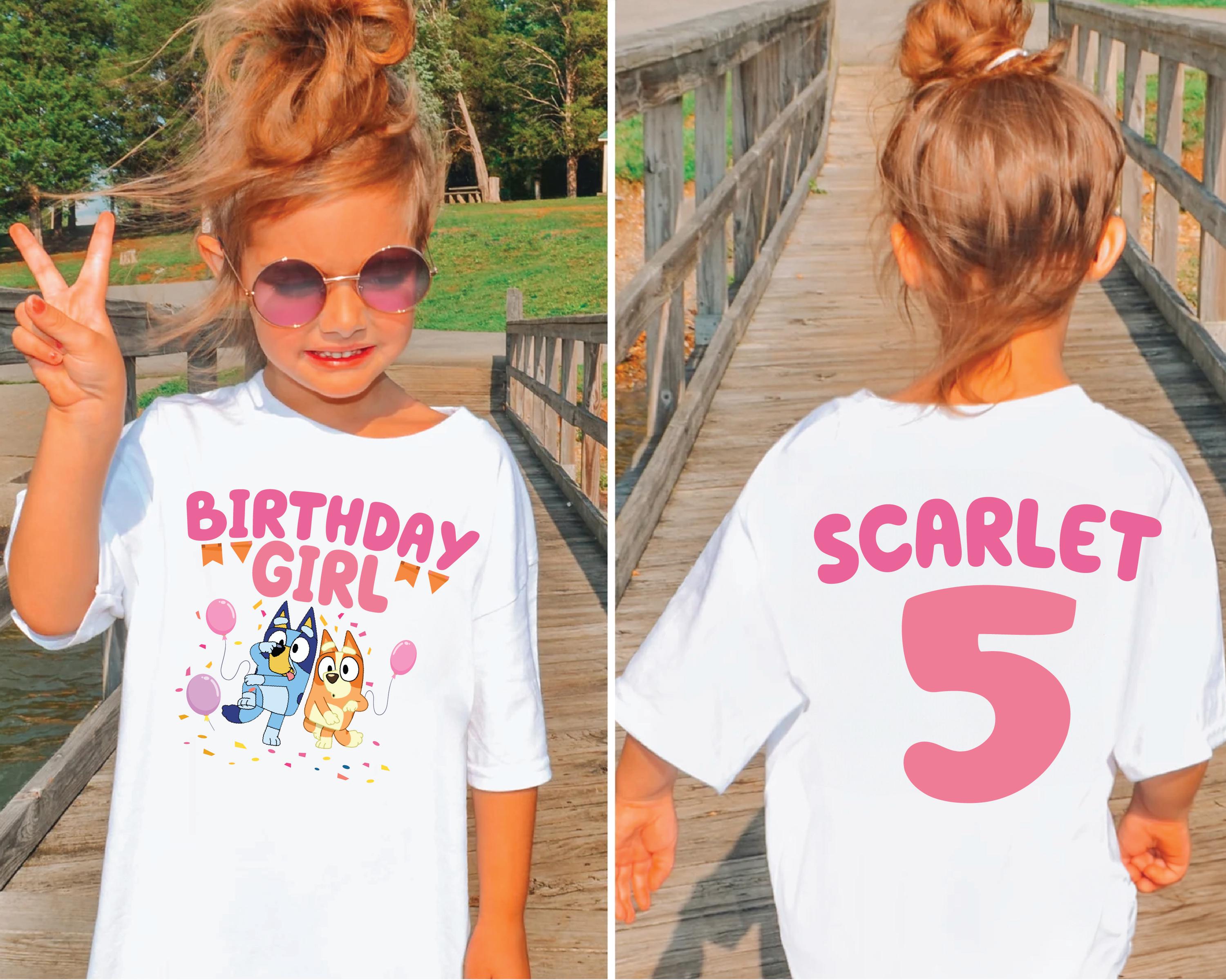 Custom Birthday Girl Blue Dog Shirt
