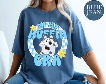 Comfort Colors 'In My Muffin Era' Blue Dog Cartoon Shirt