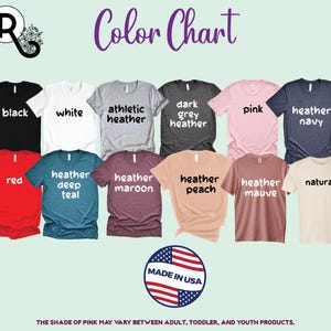 a group of t - shirts that say color chart