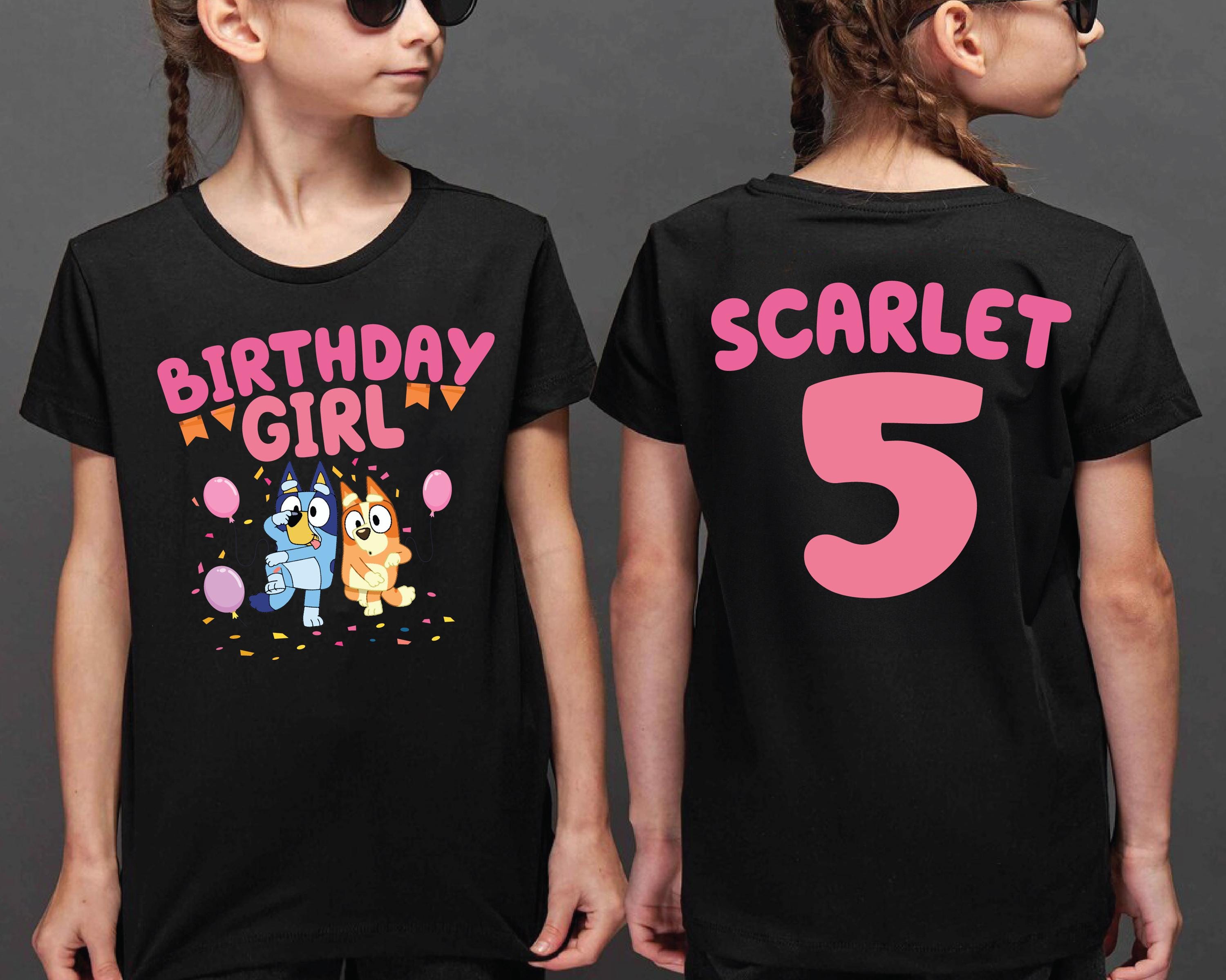Custom Birthday Girl Blue Dog Shirt