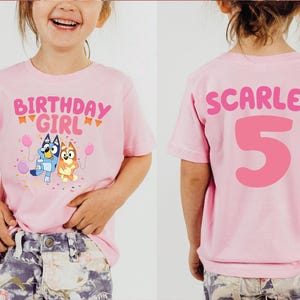 Custom Birthday Girl Shirt with Blue Dog Blue Dog Birthday Girl Shirt Birthday Girl Outfit Personalized Birthday Party Shirt Custom Birthday
