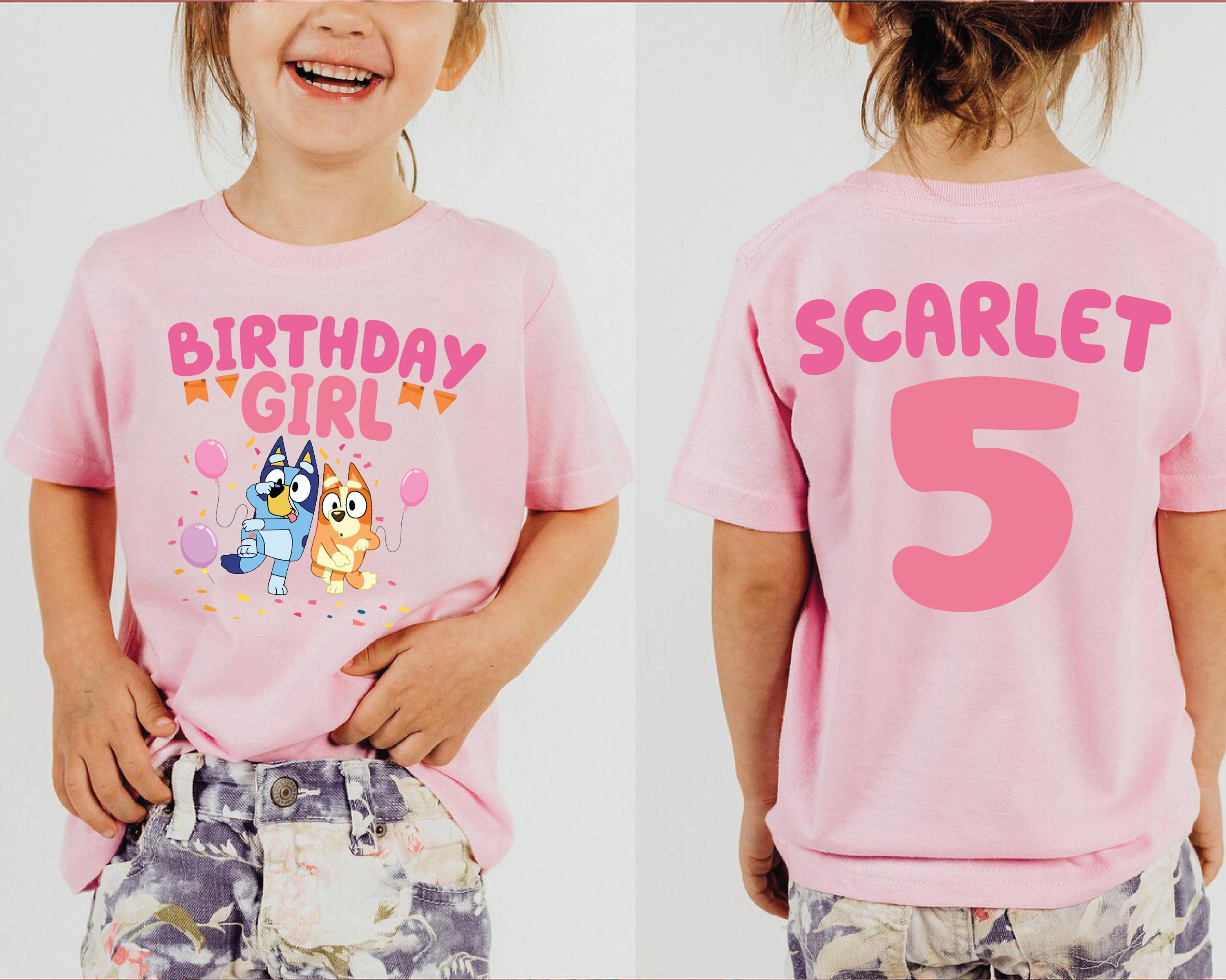 Custom Birthday Girl Blue Dog Shirt