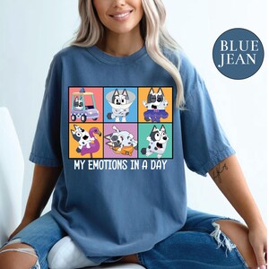Comfort colors shirt Cute Blue Dog Tee My Emotions In A Day Shirt My Spirit Animal Blue Dog Family tee Family Matching Shirts Cartoon Shirt