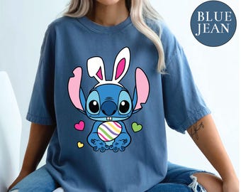 Comfort Colors Stitch Easter Shirt Easter Stitch Shirt Disney Stitch Easter Shirt Disney Easter Tee Stitch Bunny Tee Bunny Stitch Shirt