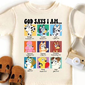 God Says I Am Blue Dog Shirt Bible Verse Quotes Shirt Family Matching Shirts Cartoon Shirt Cute Blue Dog Tee Cute Blue Dog tee gift for her