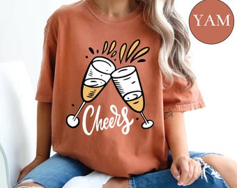 Comfort Colors Cheers Shirt Celebration Shirt Valentines Day Shirt Valentines day gift Shirt Wine Shirt Anniversary Gift Champagne Shirt