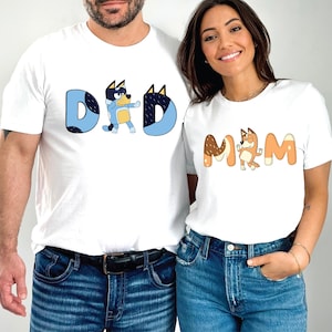 Blue Mom Dad Shirt Cute Blue dog Mom Shirt Blue Family Matching Shirt Blue Dad Shirt Birthday Party Shirt Cartoon Shirt Funny Birthday Team