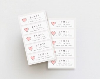 Address Labels Feminine Heart Romantic Return Address Labels Custom Address Labels Address Sticker Address Label Sticker Diana