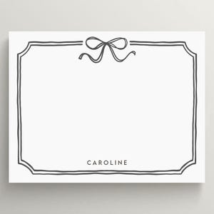 Personalized Stationery Set | Cute Kids Stationery | Bow Border | Children&#39;s Stationery | Custom Stationery | Modern Minimalist | Set of 10