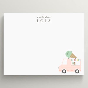 Personalized Stationery Set | Flat Note Card | Ice Cream Stationery | Ice Cream Truck Note Card  | Set of 10