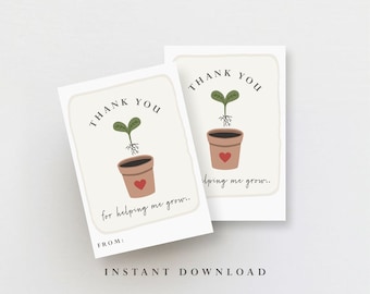 Thank You For Helping Me Grow Tag: Sprout Gift Tag (Digital Download)
