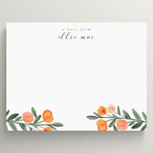 Personalized Stationery Set | Flat Note Card | Little Peach Note Card | Peach Stationery | Custom Stationery | Set of 10