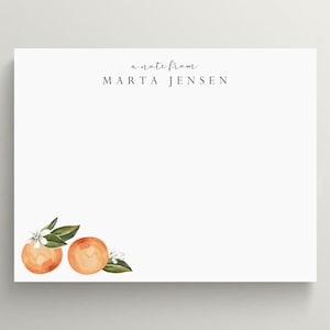 Personalized Stationery Set | Flat Note Card | Citrus Stationery | Little Cutie Orange Note Card | Mandarin Orange | Set of 10