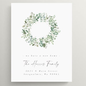 Eucalyptus Wreath Moving Announcement | Change Of Address | New Home Card | New Address Card | Flat Card | Set of 10