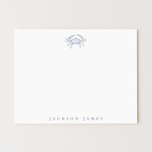 Personalized Blue Crab Stationery Set: Ocean Note Cards