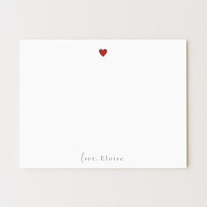 Personalized Stationery Set: Red Heart Flat Note Cards
