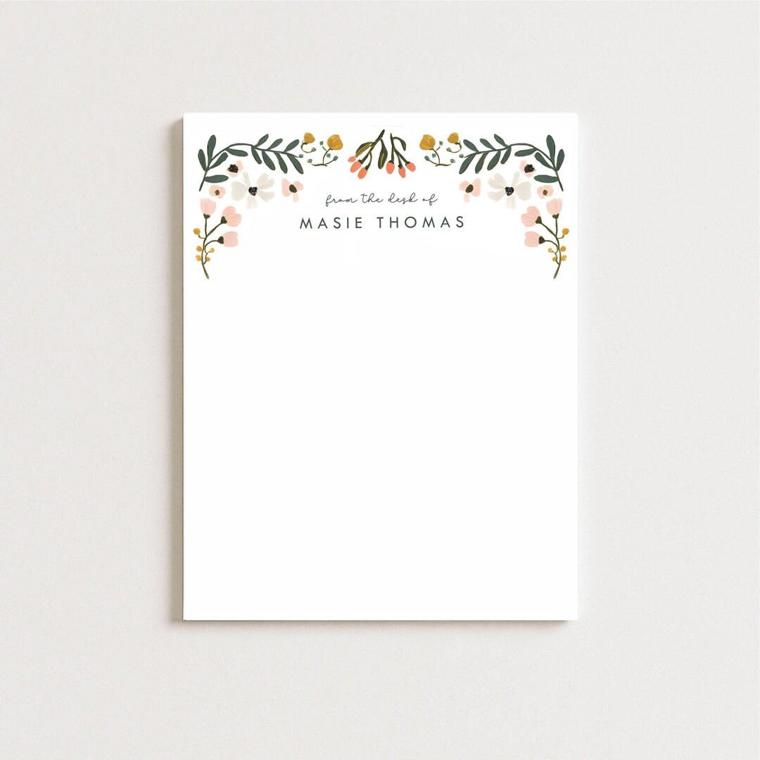 Personalized Notepad | Customized Notepad | Floral Design | Custom ...