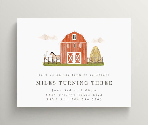 Barnyard Invitation Farm Invitation Red Barn Invitation Etsy