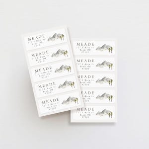 Set of 30 Address Labels | Weatherproof Labels | Return Address Stickers | Mountain Personalized Address Labels | Alpine Trees