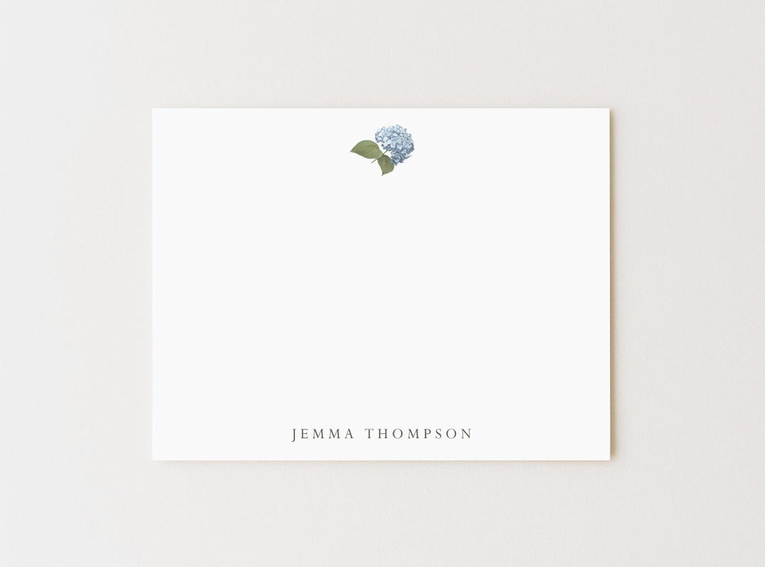 Personalized Hydrangea Stationery Set: Floral Note Cards - Etsy