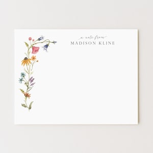 Personalized Wildflower Stationery Set: Floral Note Cards image 1