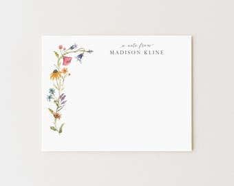 Personalized Wildflower Stationery Set: Floral Note Cards