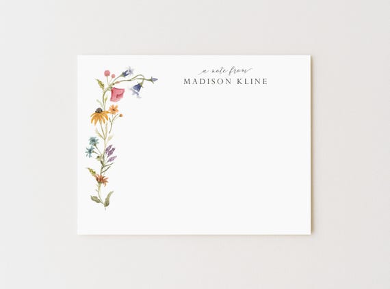 Personalized Wildflower Stationery Set: Floral Note Cards