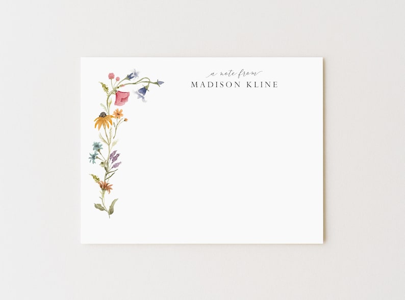 Personalized Wildflower Stationery Set: Floral Note Cards image 1