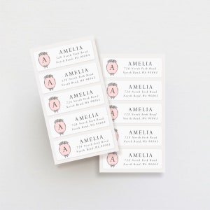 Set of 30 Address Labels | Weatherproof Labels | Return Address Stickers | Floral Pink Bow Frame Personalized Address Labels