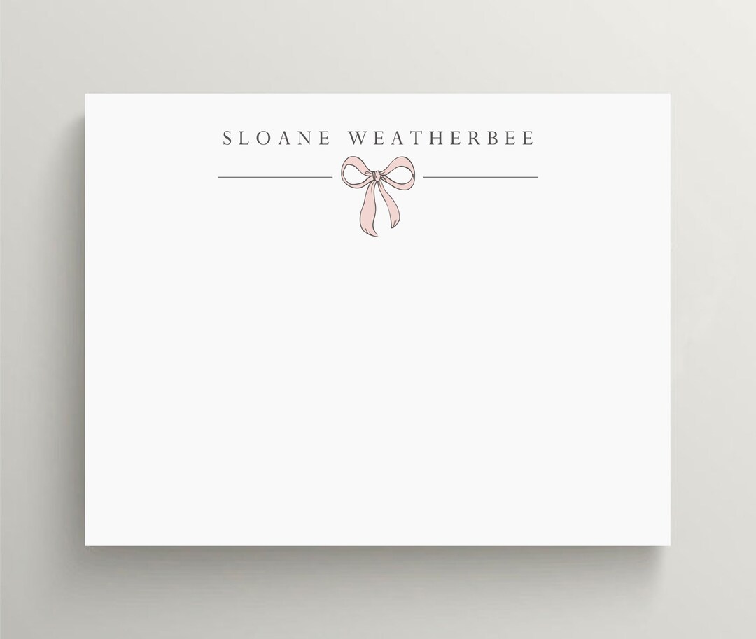 Personalized Stationery Set | Pink Bow Stationery | Modern Baby Girl ...