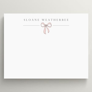 Personalized Stationery Set | Pink Bow Stationery | Modern Baby Girl | Nursery Note Card | Kids Stationery | Custom Stationery | Set of 10