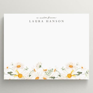 Personalized Stationery Set | Flat Note Card | Daisy Stationery | Field of Daisies Note Card | Custom Stationery | Set Of 10