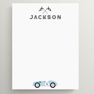 Personalized Stationery Set | Flat Note Card | Race Car Stationery | Race Car Note Card | Kids Stationery | Set of 10