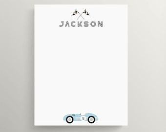Personalized Stationery Set | Flat Note Card | Race Car Stationery | Race Car Note Card | Kids Stationery | Set of 10