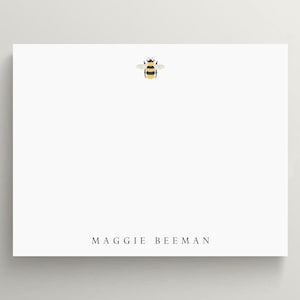 Personalized Stationery Set | Flat Note Card | Bumble Bee Stationery | Honey Bee | Minimalist | Set of 10