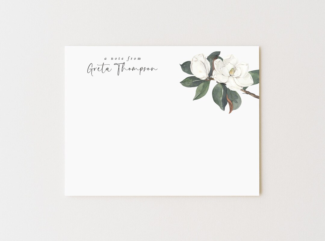 Personalized Southern Magnolia Stationery Set: Floral Note Cards - Etsy