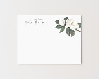 Personalized Southern Magnolia Stationery Set: Floral Note Cards