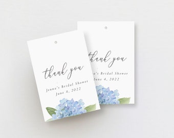 Hydrangea Gift Tag | Bridal Shower Favor Tag | Hanging Tag | Blue Hydrangea | Set of 10