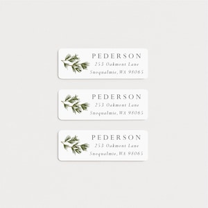 Set of 30 Weatherproof Return Address Labels: Holiday Stickers, Pine Branch, Holiday Labels, Christmas Label