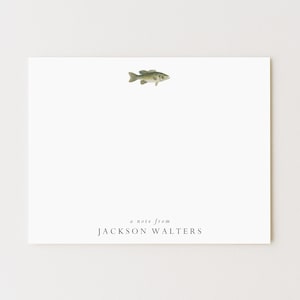 Personalized Bass Fish Stationery Set: Flat Note Cards (Set of 10)