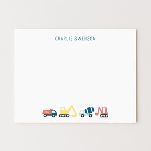 Personalized Construction Truck Stationery Set: Kids Custom Notes
