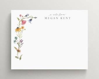 Personalized Stationery Set | Flat Note Card Set | Wildflower Note Card | Floral Stationery | Summer Wildflower Stationery | Set of 10