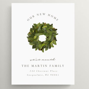 Magnolia Wreath Moving Announcement | Farmhouse Moving Announcement | New Home Announcement | Set of 10