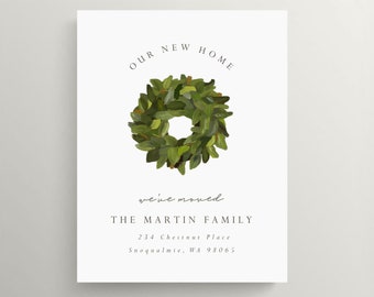 Magnolia Wreath Moving Announcement | Farmhouse Moving Announcement | New Home Announcement | Set of 10
