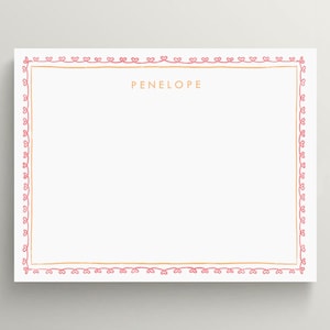 Personalized Stationery Set | Cute Kids Stationery | Hand Drawn Hearts Boarder | Children&#39;s Stationery | Custom Stationery | Set of 10