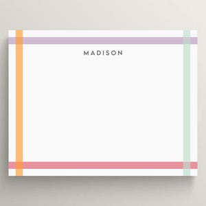 Personalized Stationery Set | Cute Kids Stationery | Color Block Bold Color Boarder | Children&#39;s Stationery | Custom Stationery | Set of 10