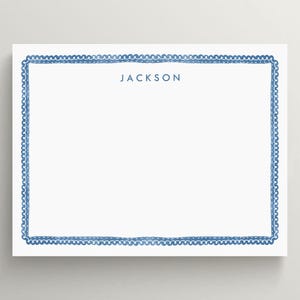 Personalized Stationery Set | Cute Kids Stationery | Hand Drawn Blue Boarder | Children&#39;s Stationery | Custom Stationery | Set of 10