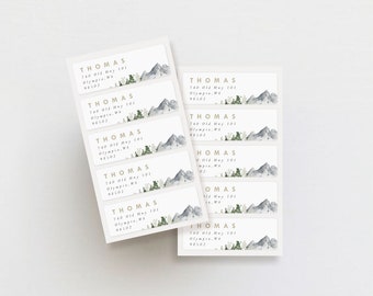 Mountain Return Address Label Forest Labels Outdoor - Etsy
