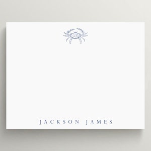 Personalized Stationery Set | Blue Crab Stationery | Beach | Ocean Note Card | Custom Stationery | Set of 10